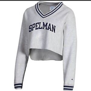 NWT Spelman College V Neck Cropped Champion Sweatshirt - Medium